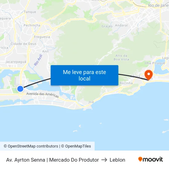 Av. Ayrton Senna | Mercado Do Produtor to Leblon map