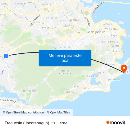Freguesia (Jacarepaguá) to Leme map
