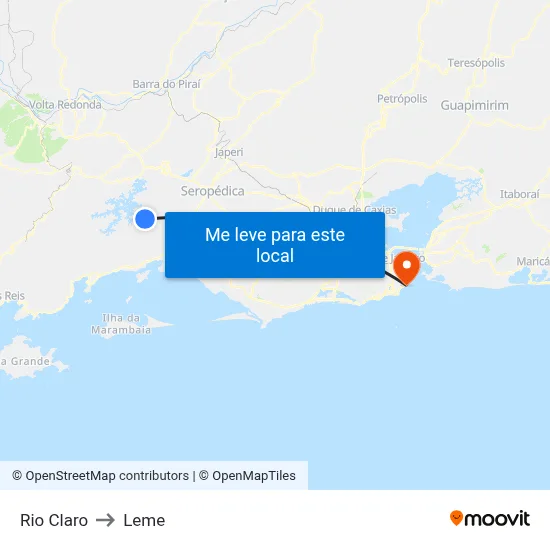 Rio Claro to Leme map