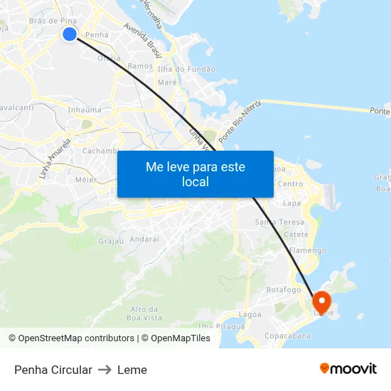 Penha Circular to Leme map
