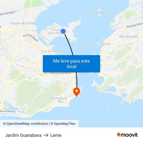 Jardim Guanabara to Leme map