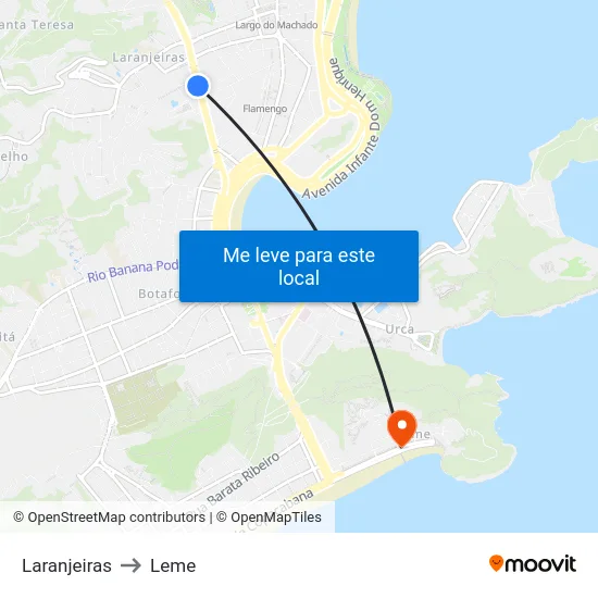Laranjeiras to Leme map