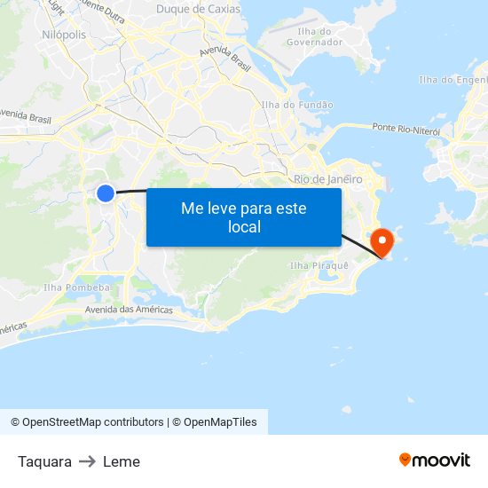 Taquara to Leme map