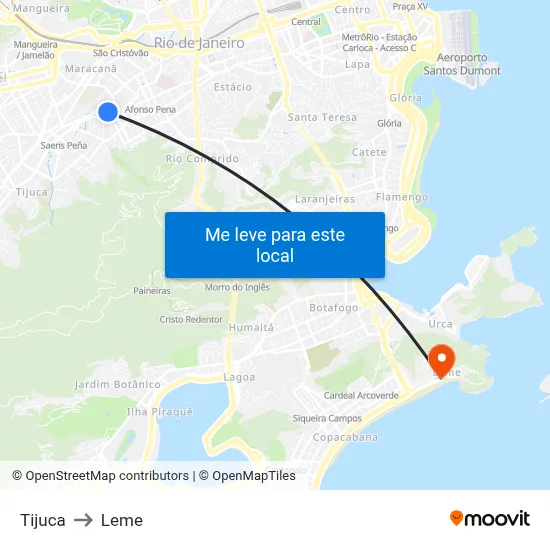 Tijuca to Leme map