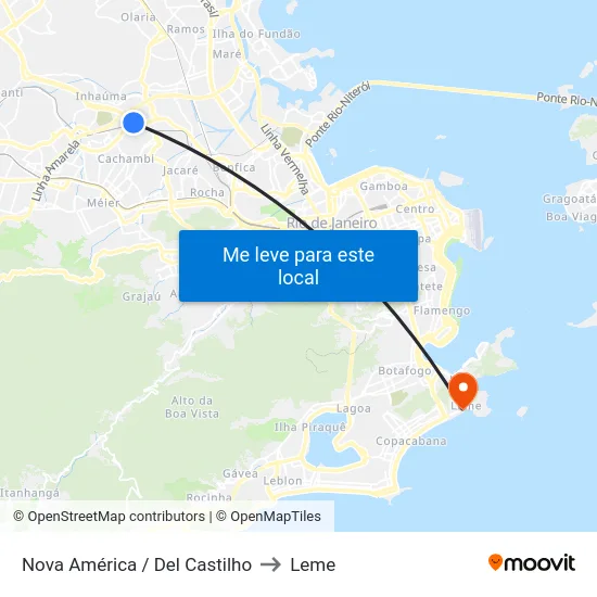 Nova América / Del Castilho to Leme map
