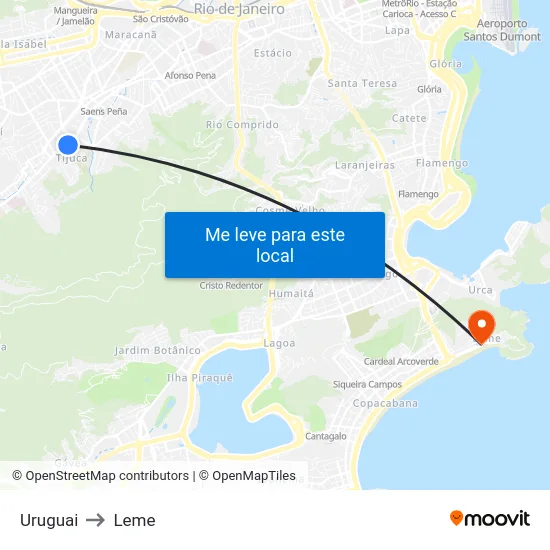 Uruguai to Leme map