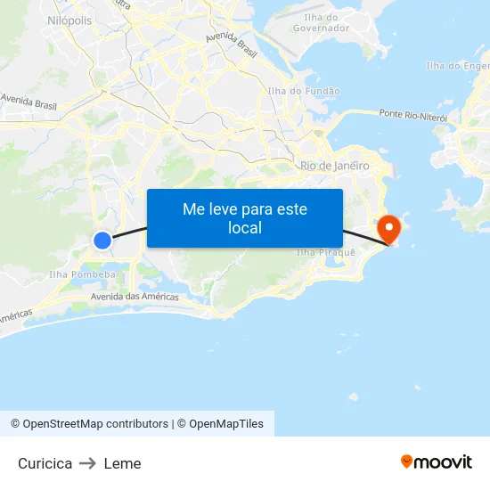 Curicica to Leme map