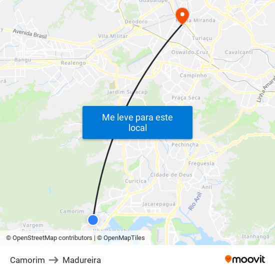 Camorim to Madureira map