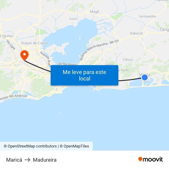 Maricá to Madureira map