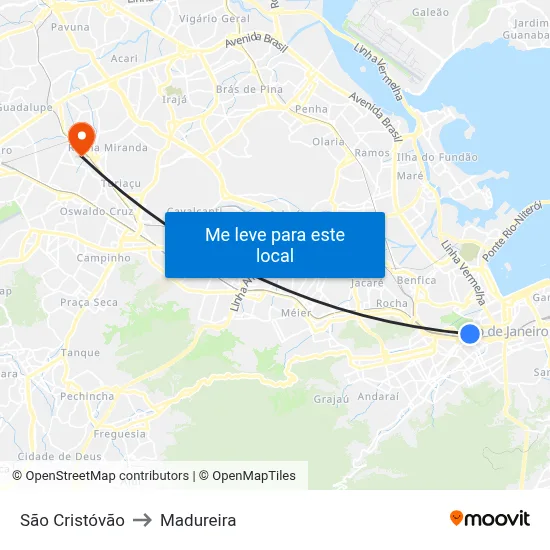 São Cristóvão to Madureira map