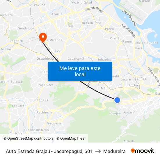 Auto Estrada Grajaú - Jacarepaguá, 601 to Madureira map