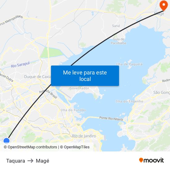 Taquara to Magé map