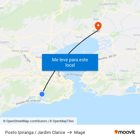 Posto Ipiranga / Jardim Clarice to Magé map