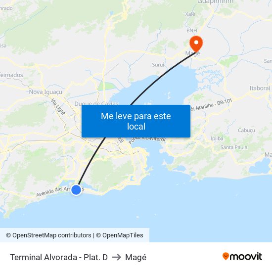 Terminal Alvorada - Plat. D to Magé map