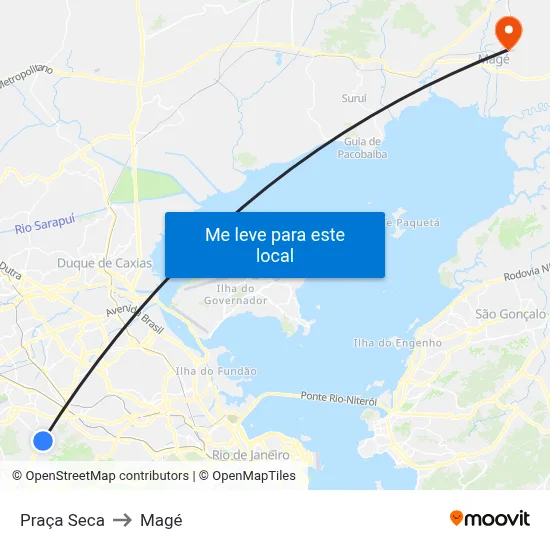 Praça Seca to Magé map