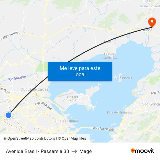 Avenida Brasil - Passarela 30 to Magé map