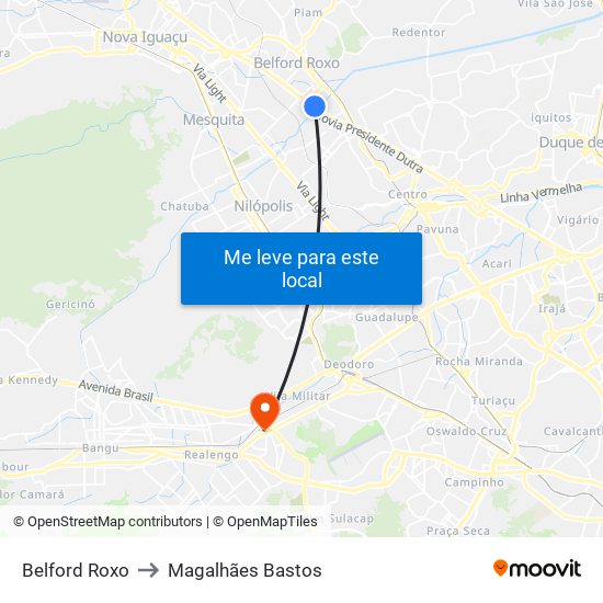 Belford Roxo to Magalhães Bastos map