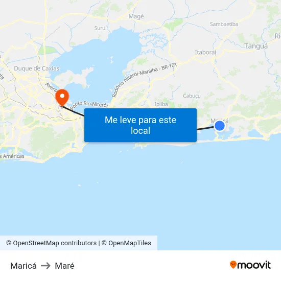 Maricá to Maré map