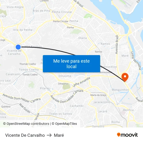 Vicente De Carvalho to Maré map