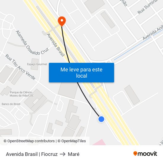 Avenida Brasil | Fiocruz to Maré map