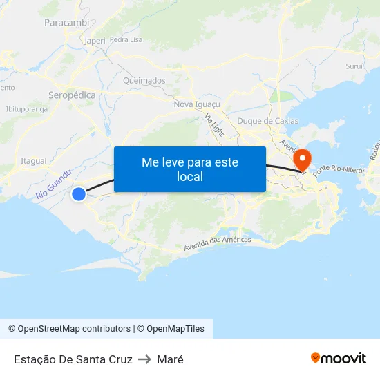 Estação De Santa Cruz to Maré map