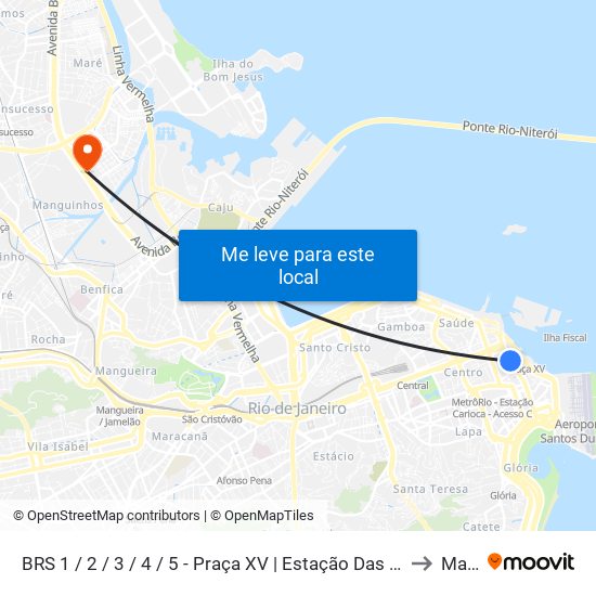 BRS 1 / 2 / 3 / 4 / 5 - Praça XV | Estação Das Barcas to Maré map