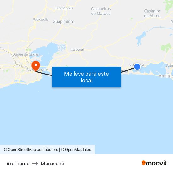 Araruama to Maracanã map