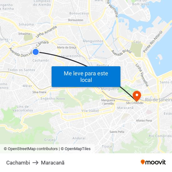 Cachambi to Maracanã map
