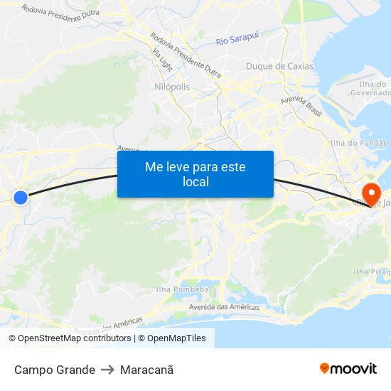 Campo Grande to Maracanã map