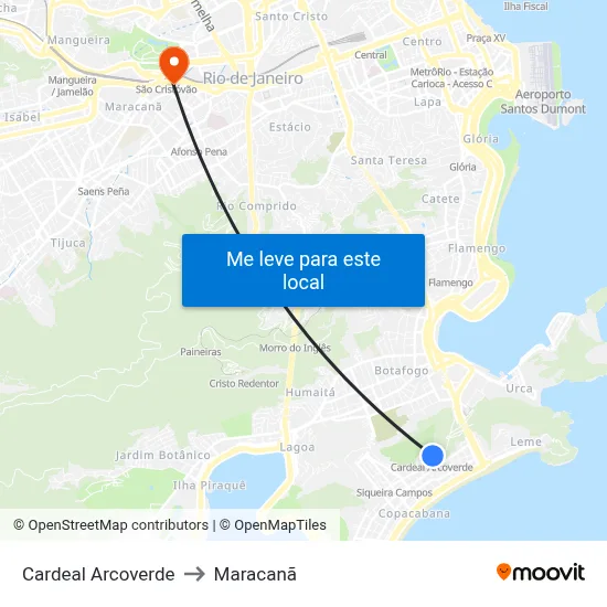 Cardeal Arcoverde to Maracanã map