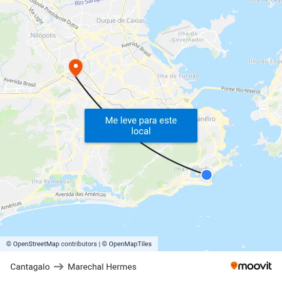Cantagalo to Marechal Hermes map