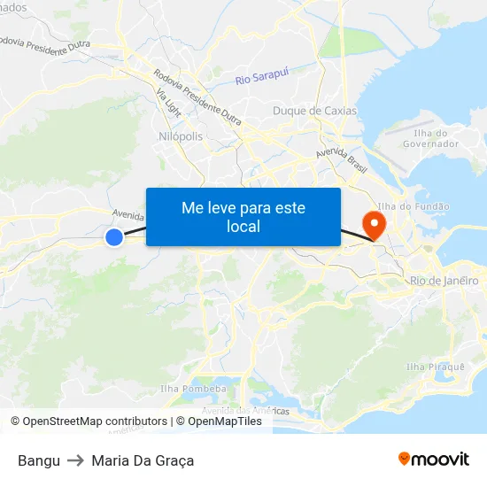 Bangu to Maria Da Graça map