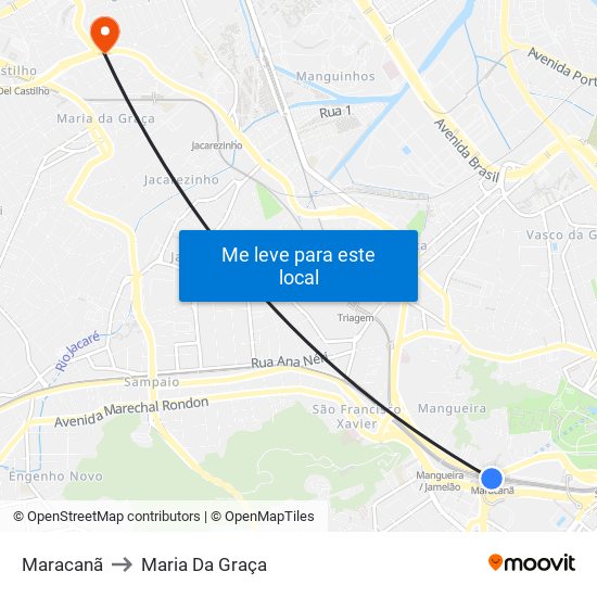 Maracanã to Maria Da Graça map