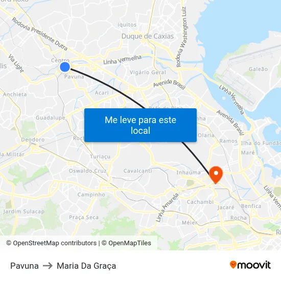 Pavuna to Maria Da Graça map