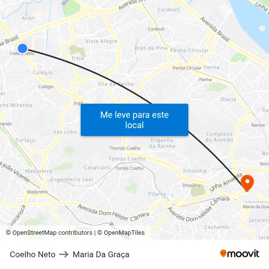 Coelho Neto to Maria Da Graça map