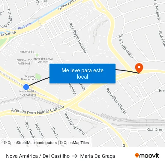 Nova América / Del Castilho to Maria Da Graça map