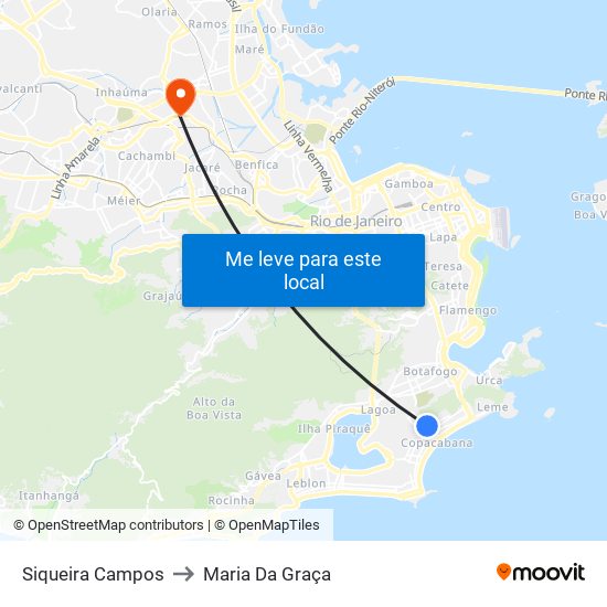 Siqueira Campos to Maria Da Graça map