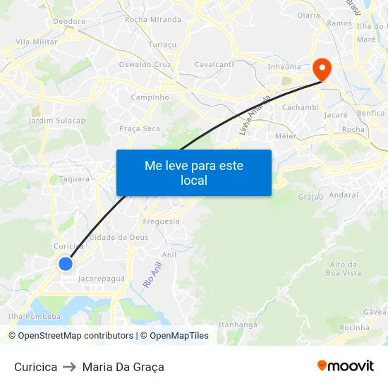 Curicica to Maria Da Graça map