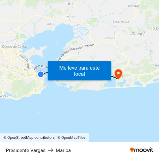 Presidente Vargas to Maricá map
