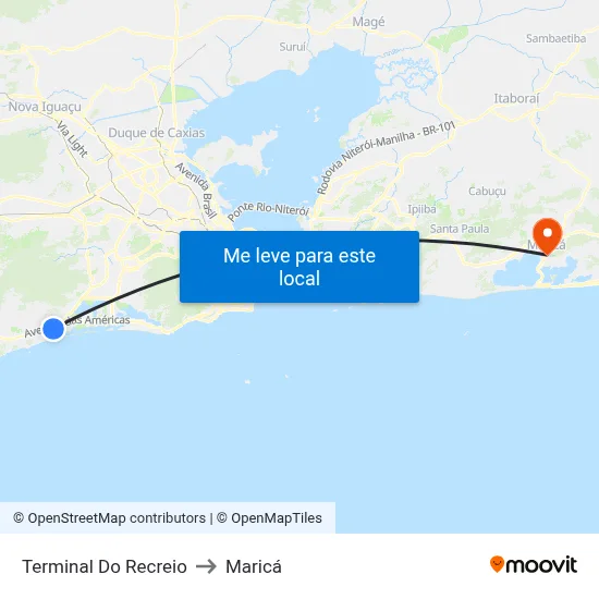 Terminal Do Recreio to Maricá map