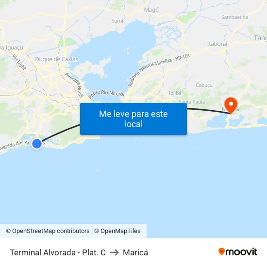 Terminal Alvorada - Plat. C to Maricá map