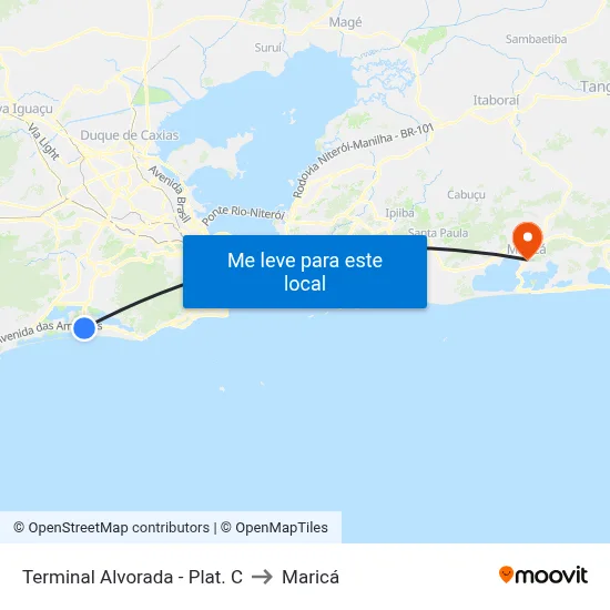 Terminal Alvorada - Plat. C to Maricá map