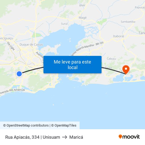 Rua Apiacás, 334 | Unisuam to Maricá map