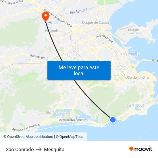 São Conrado to Mesquita map