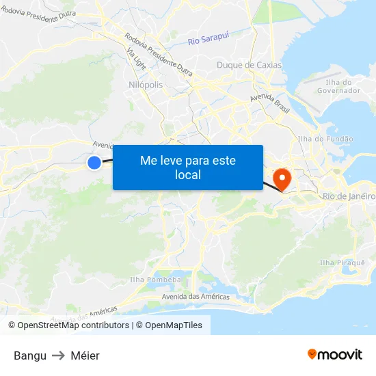 Bangu to Méier map