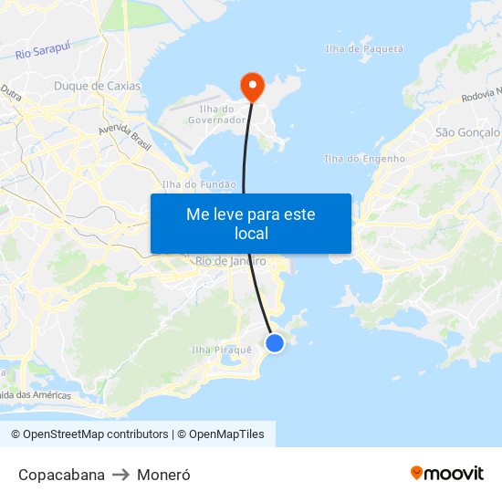 Copacabana to Moneró map