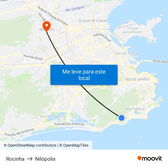 Rocinha to Nilópolis map