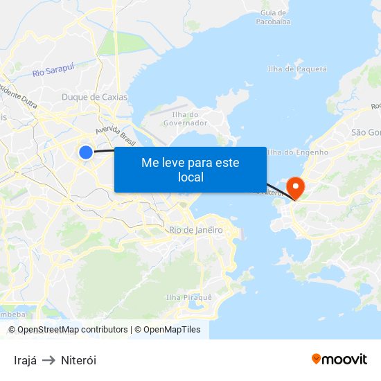 Irajá to Niterói map