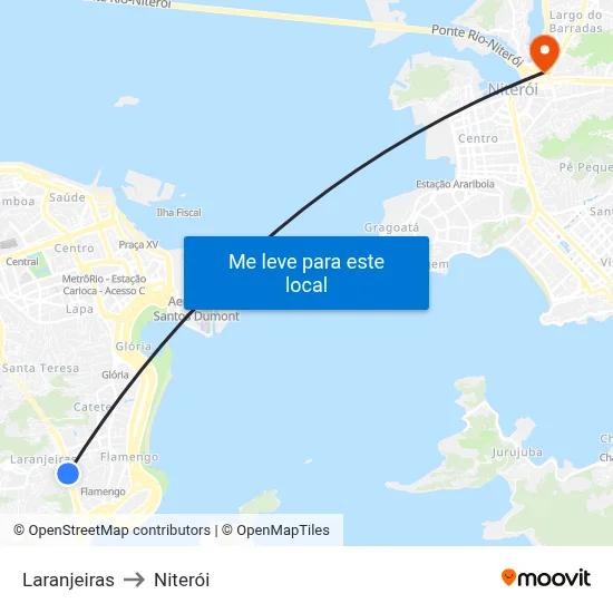Laranjeiras to Niterói map