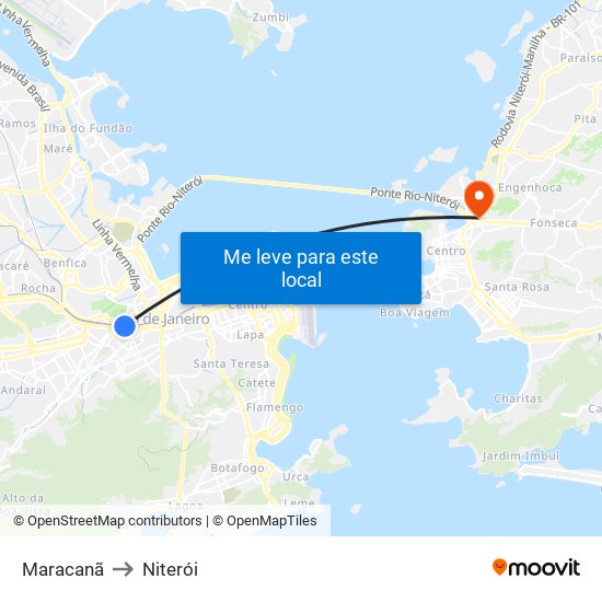 Maracanã to Niterói map